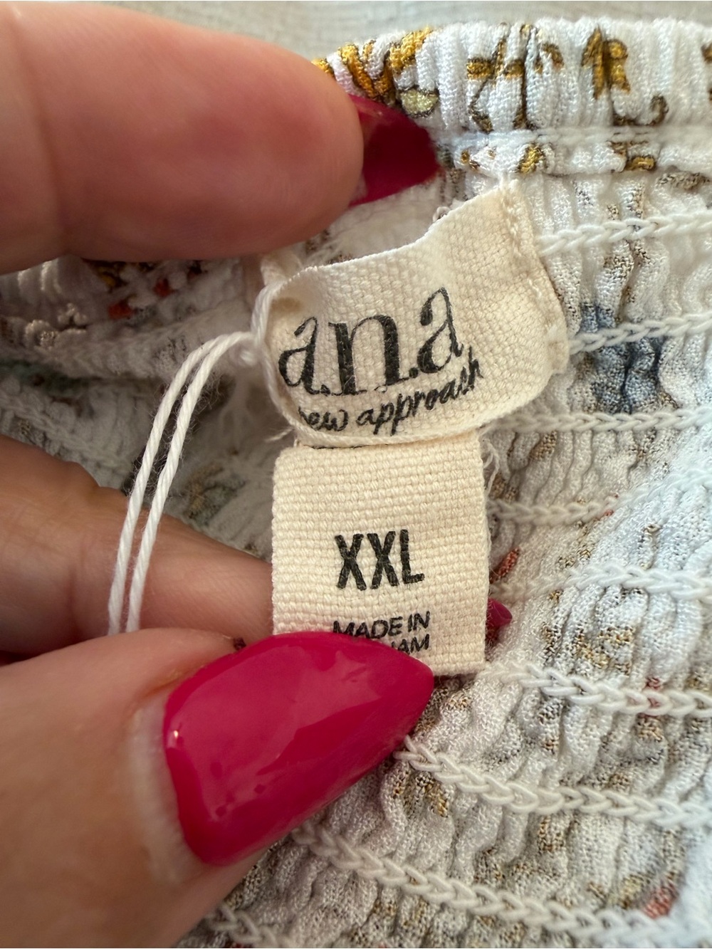 #875 a.n.a BoHo White Floral Smocked Maxi Dress with Blue and Yellow Blossoms - Picture 10 of 11